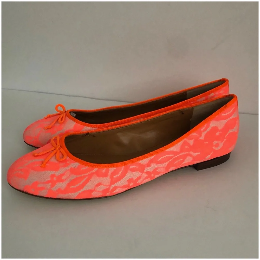 J. CREW NEON LACE BALLET FLATS SIZE 9 - Picture 2 of 10